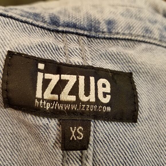 Izzue Acid Washed 100% Cotton Denim Romper Y2K Size XS - Picture 8 of 9